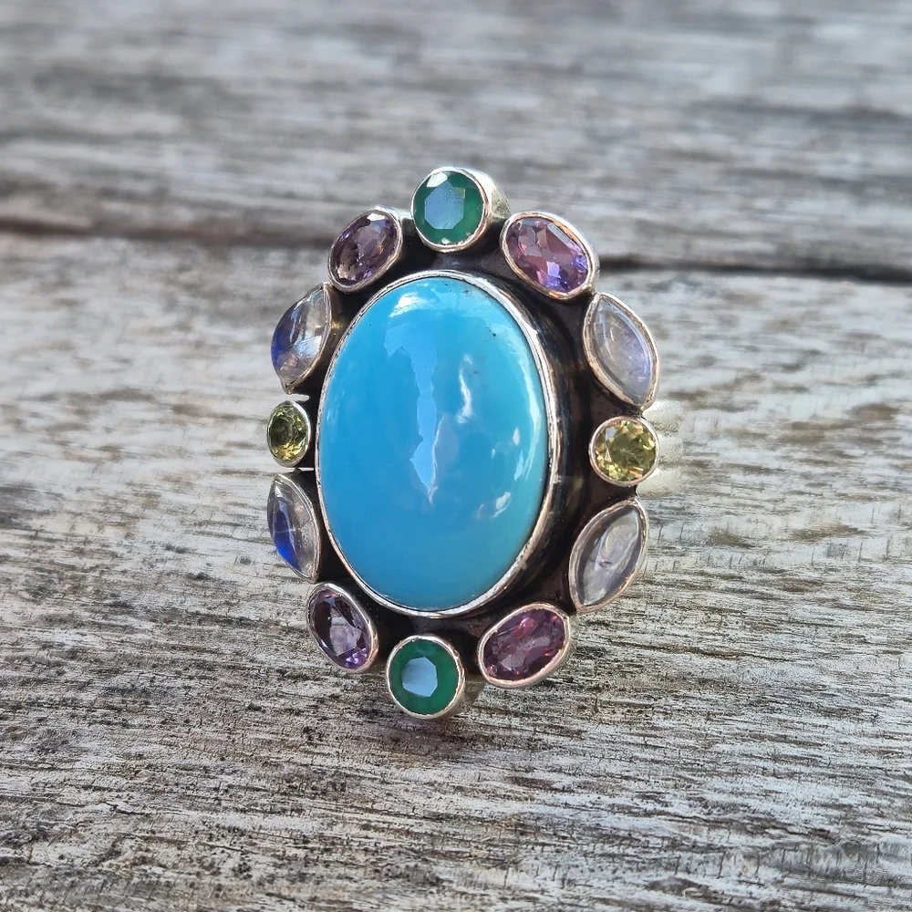 Nicky Butler RAJ LIMITED EDITION 925 Sterling Silver Turquoise Designer Ring 🩵 - Picture 8 of 15